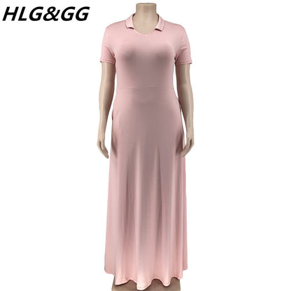 FAGADOER Elegant Plus Size Short Sleeve A-Line Dress