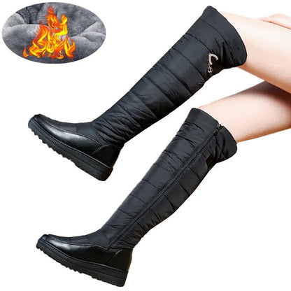 Asumer Plush Over-the-Knee Down Snow Boots