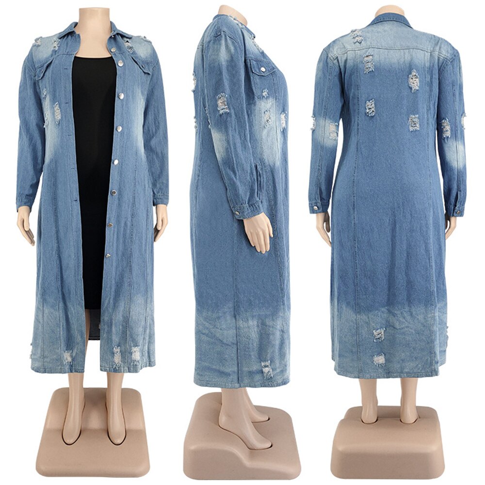 Plus Size Denim Winter Coat