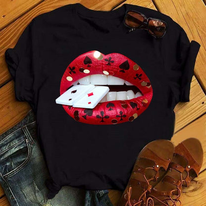 Fashion Women Lips Graphic T Shirt