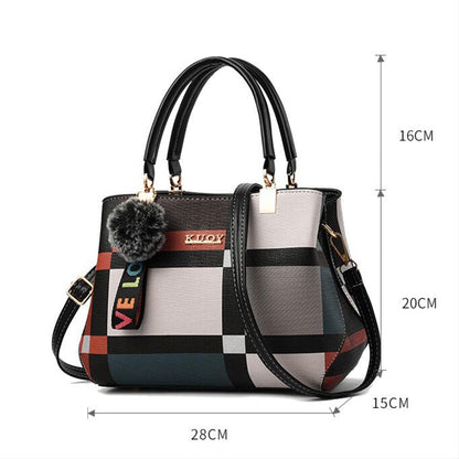 Elegant Leather Crossbody Shoulder Patchwork Top-hand Tote Bag