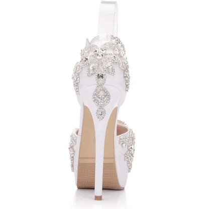 Crystal Queen Round Toe Super High Skinny Stiletto Heels