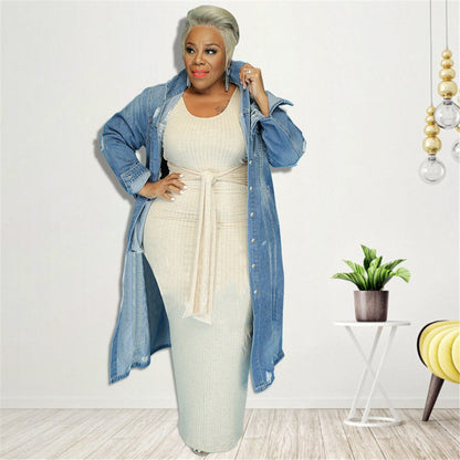 Plus Size Denim Winter Coat