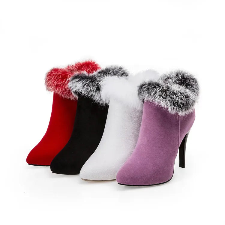 Pointed Toe Sexy Ankle Winter Snow Heeled Boots