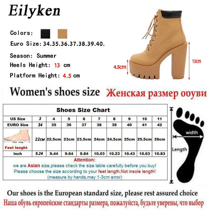 Eilyken Platform Lace Up Thick Heel Equestrian Boots