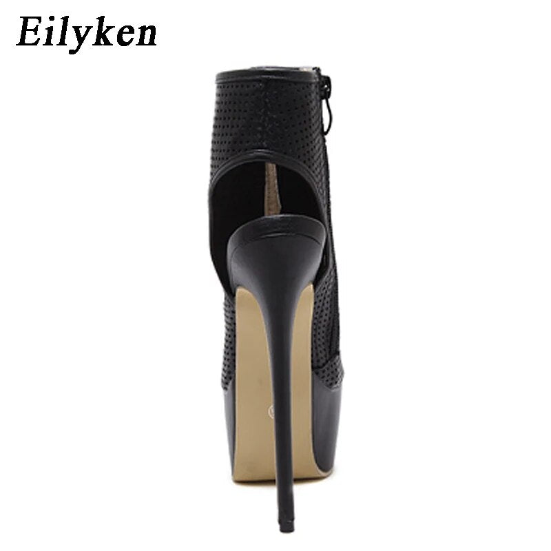 Eilyken Peep Toe Cut-out Thin Heel Gladiator Sandals