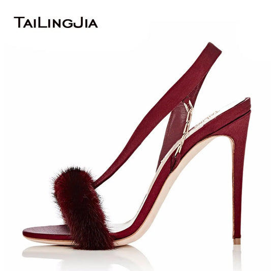 High Furry Luxurious Stilettos With Chain