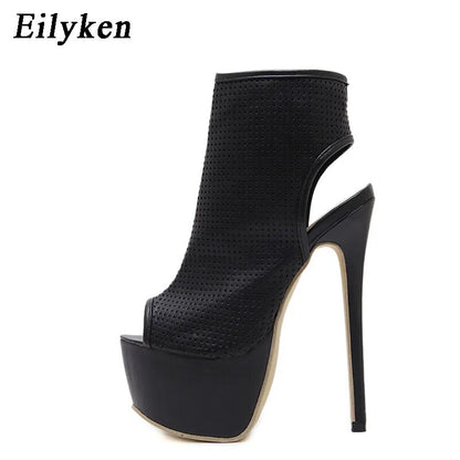 Eilyken Peep Toe Cut-out Thin Heel Gladiator Sandals