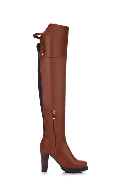 Winter Square Heel Ober-the-Knee Equestrian Boots