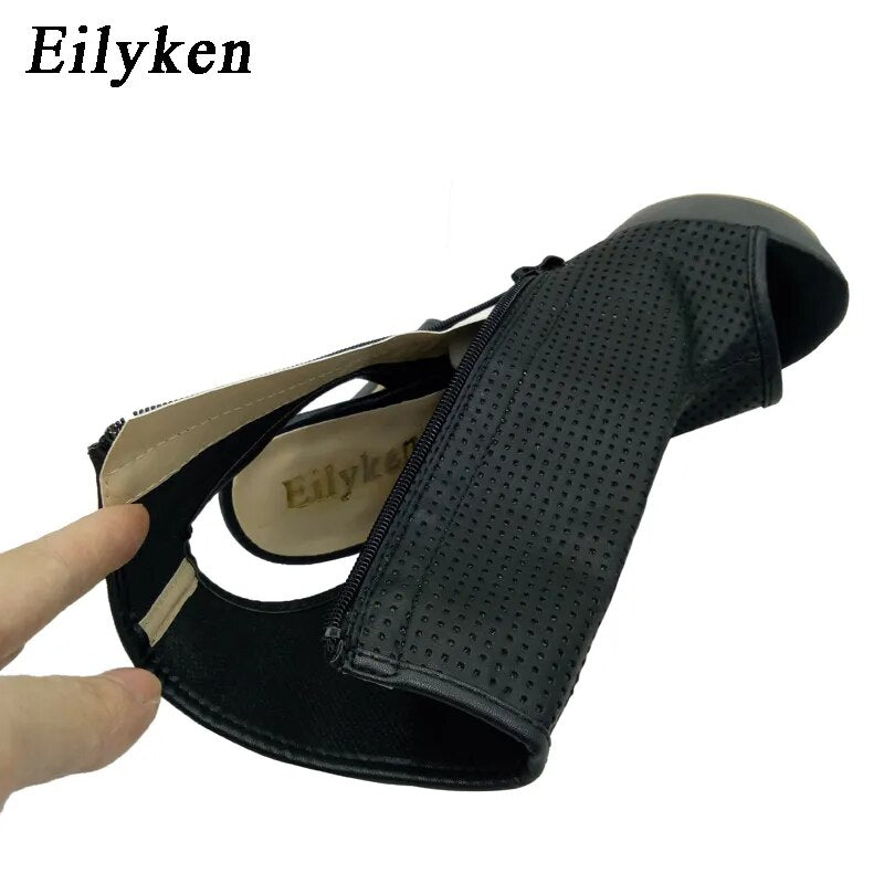 Eilyken Peep Toe Cut-out Thin Heel Gladiator Sandals