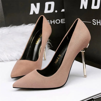 Flock Pointed Toe Platform Super High Skinny Heels