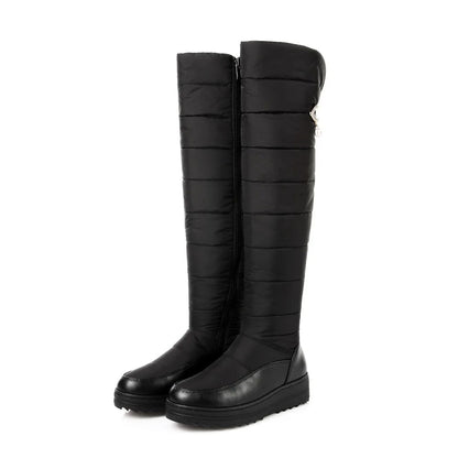 Asumer Plush Over-the-Knee Down Snow Boots