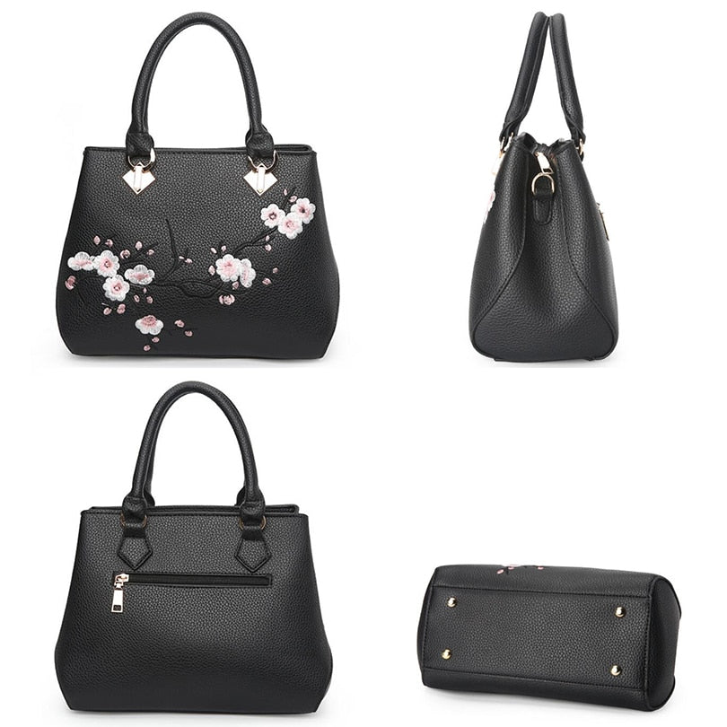 TIZZYDE Embroidered Cherry Blossom Handbag