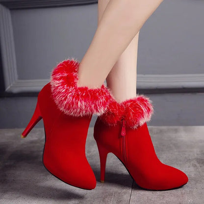 Pointed Toe Sexy Ankle Winter Snow Heeled Boots