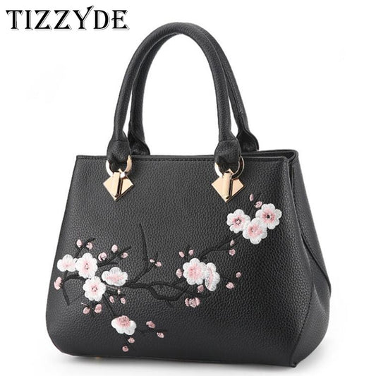 TIZZYDE Embroidered Cherry Blossom Handbag