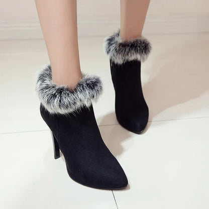 Pointed Toe Sexy Ankle Winter Snow Heeled Boots