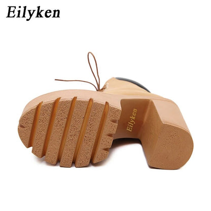 Eilyken Platform Lace Up Thick Heel Equestrian Boots