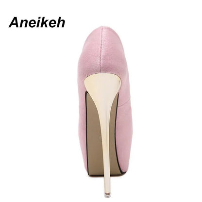 Aneikeh Flocked Peep Toe Super High Skinny Heels