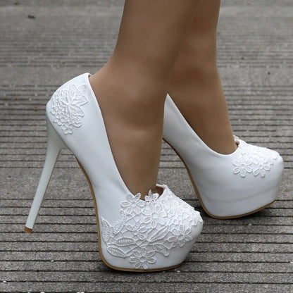 Crystal Queen Super High Round Toe Pumps