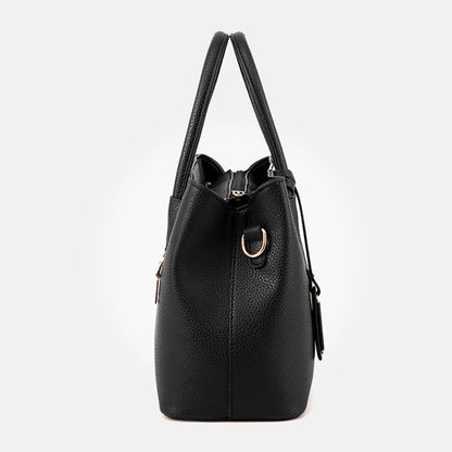 Leather Large Square Shoulder Tote Bag