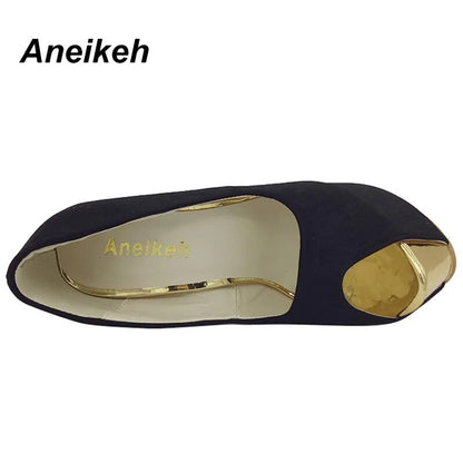 Aneikeh Flocked Peep Toe Super High Skinny Heels