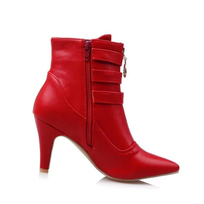 Winter Equestrian Style Pointed Toe Ankle Boots