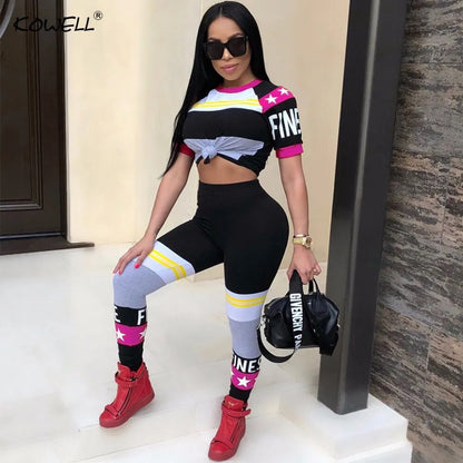 Fashion Letter Print Sexy Sporty Fitness Track Suit