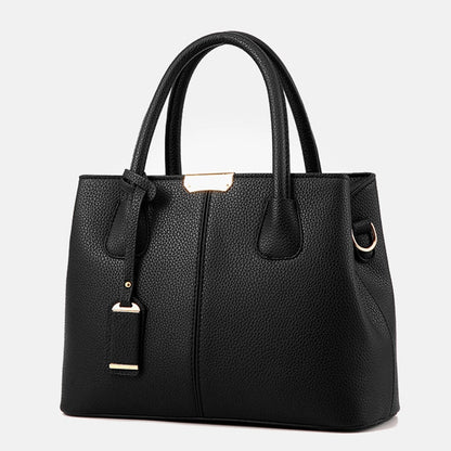 Leather Large Square Shoulder Tote Bag