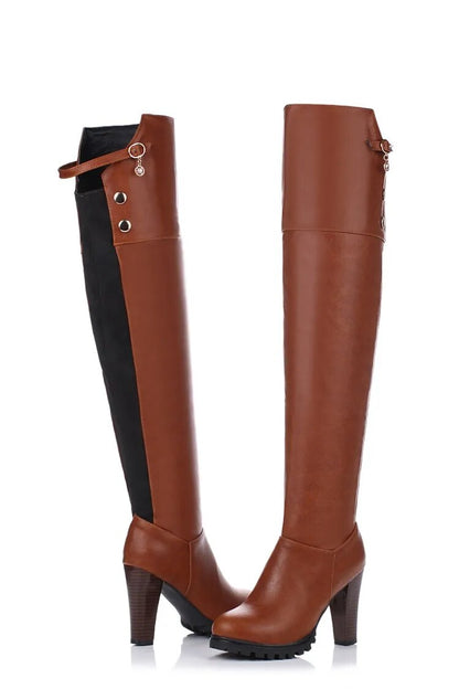 Winter Square Heel Ober-the-Knee Equestrian Boots