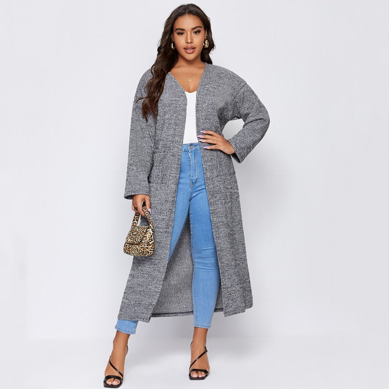 Plus Size Long Sleeve Maxi Cardigan