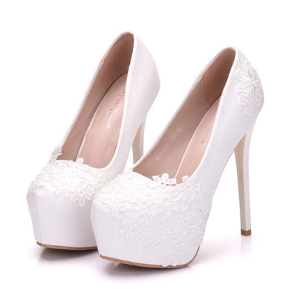 Crystal Queen Super High Round Toe Pumps