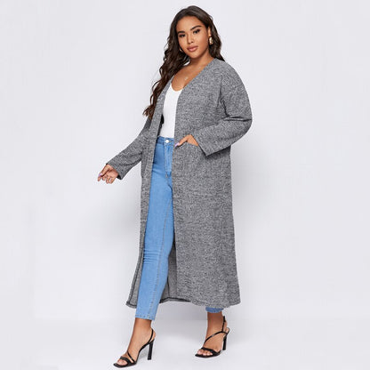 Plus Size Long Sleeve Maxi Cardigan