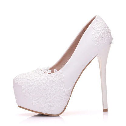 Crystal Queen Super High Round Toe Pumps