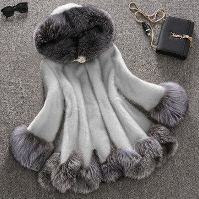 Plus Size Faux Fur Mink Coat