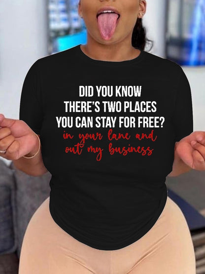 Plus Size Round Neck Letter Print T-shirt