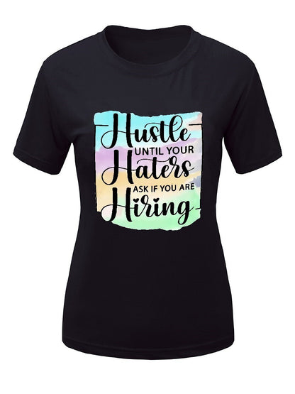 Hustle Letter Print T-shirt