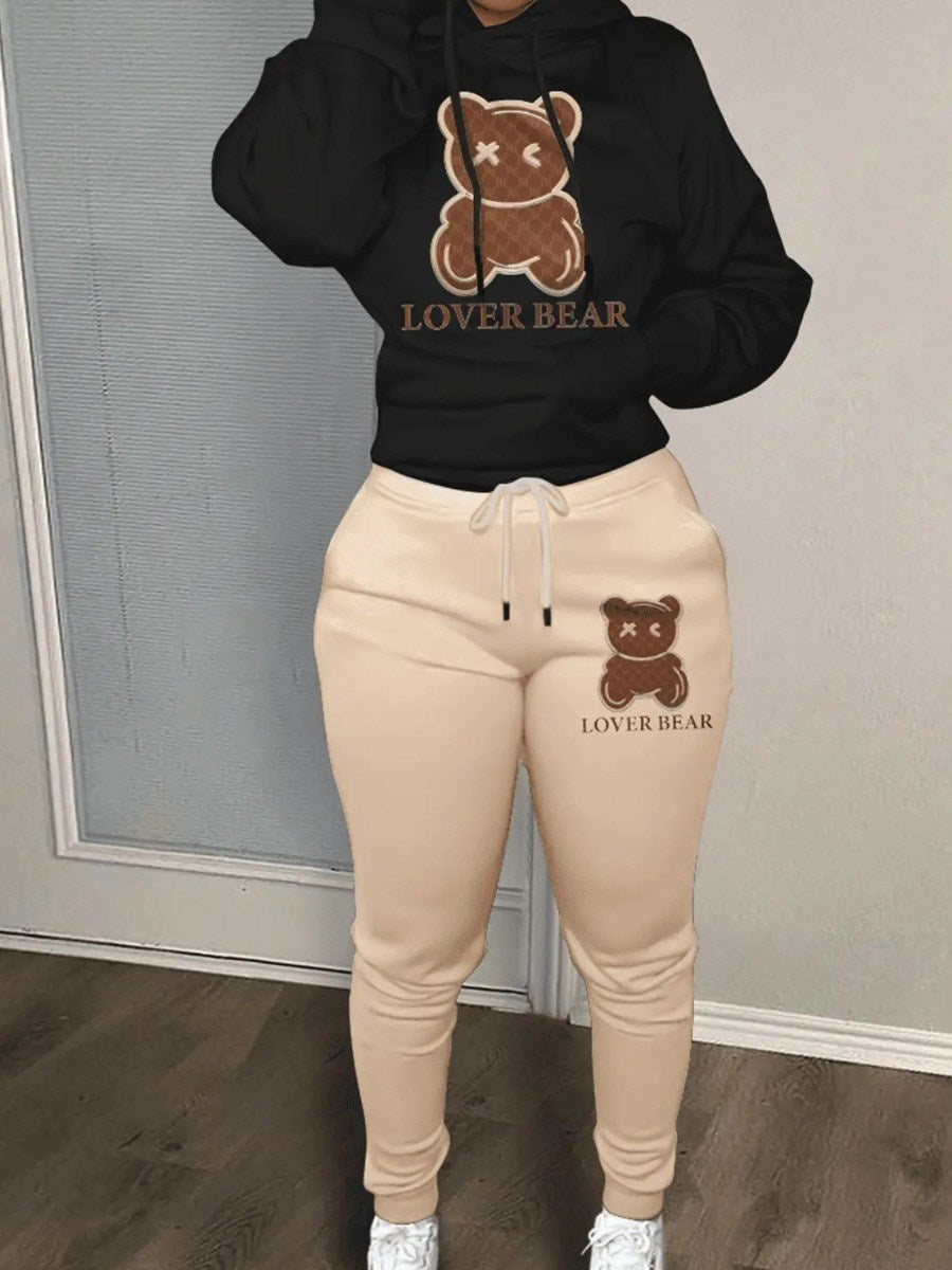 Two Piece Cartoon Letter Print Tracksuit