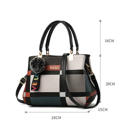 Patchwork Zipper Casual Tote Bag