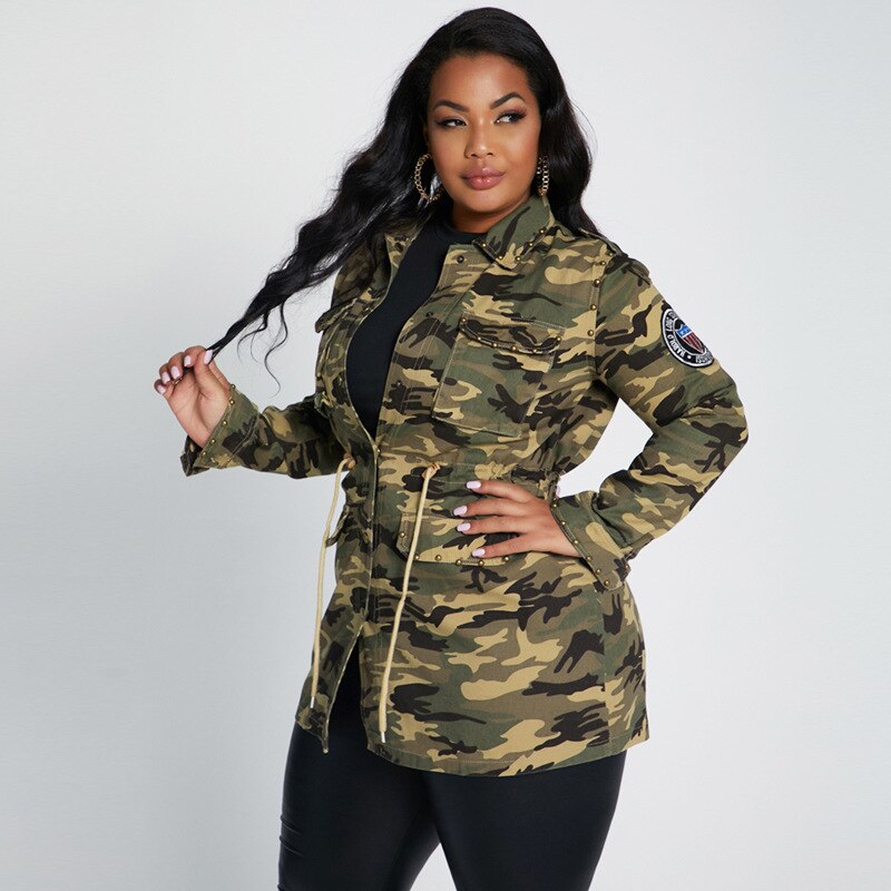 Plus Size Camouflage Coat