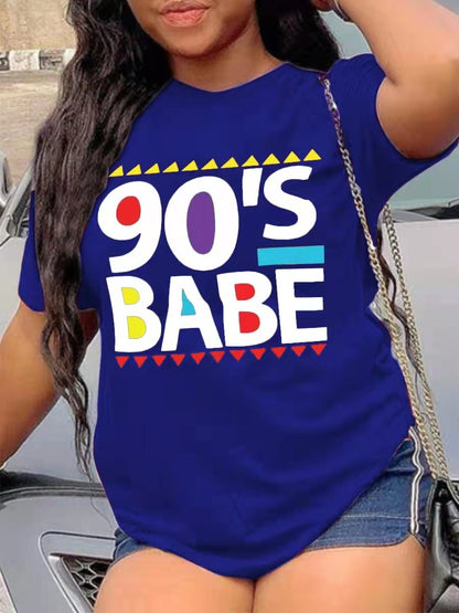 Plus Size 90s Babe Print T-shirt