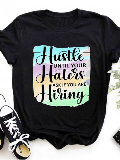 Hustle Letter Print T-shirt