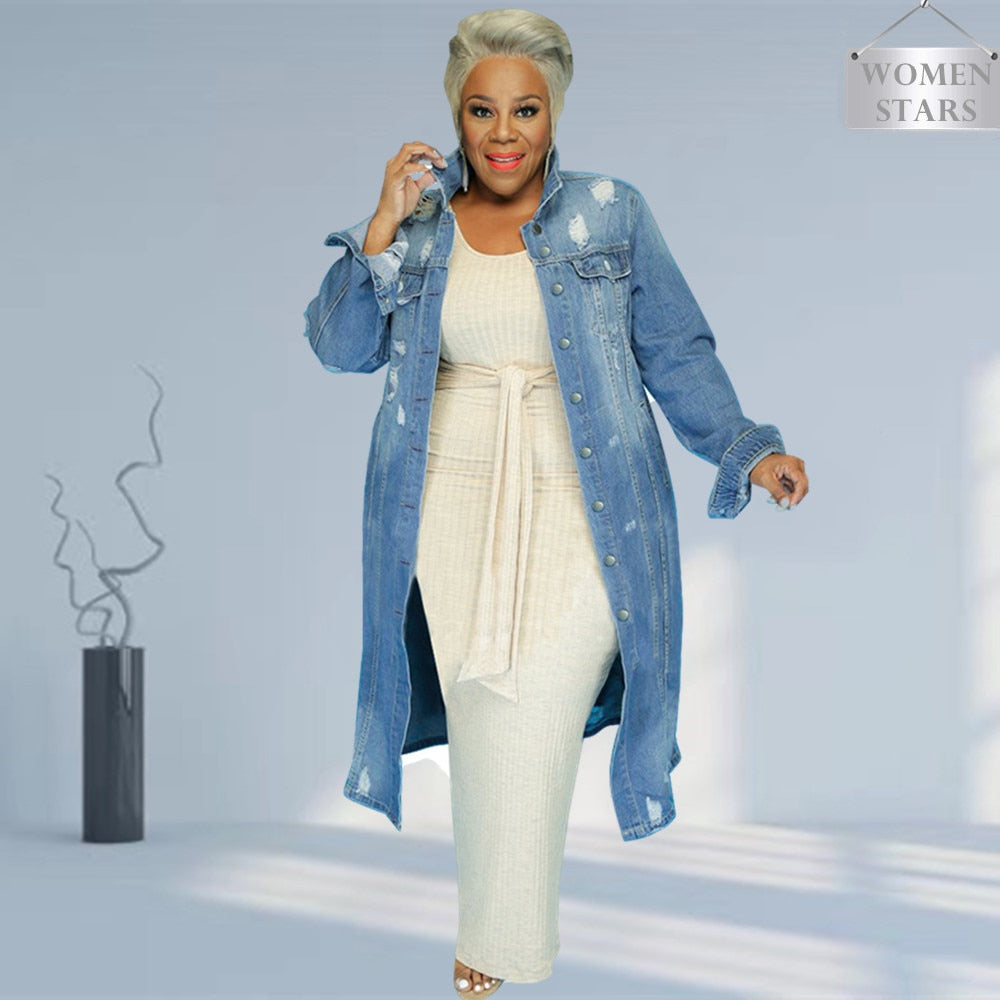 Plus Size Denim Winter Coat