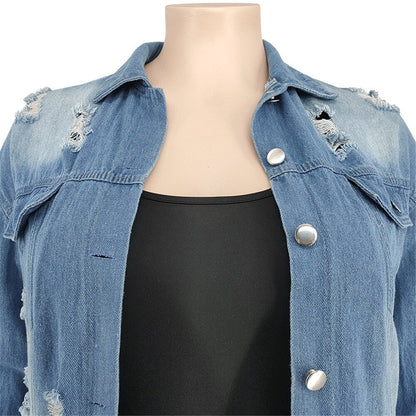 Plus Size Denim Winter Coat