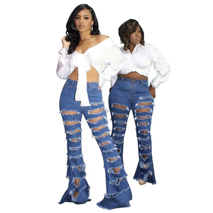 Plus Size Washed Ripped Jeans