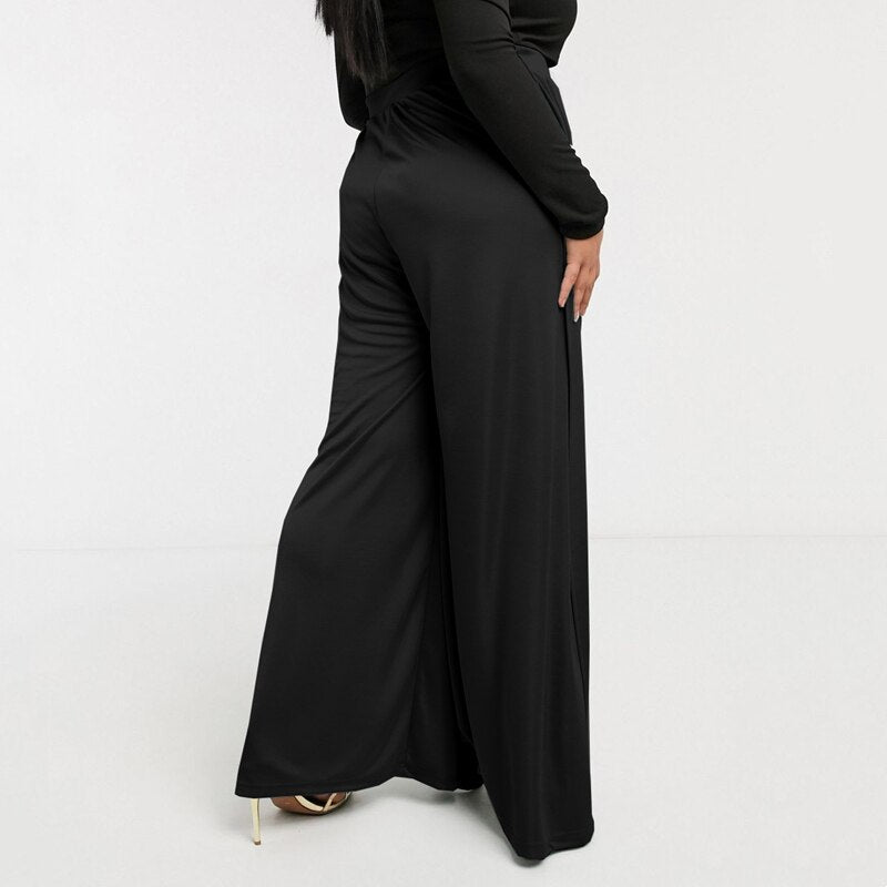 Plus Size Slit Front Loose Business Casual Pants