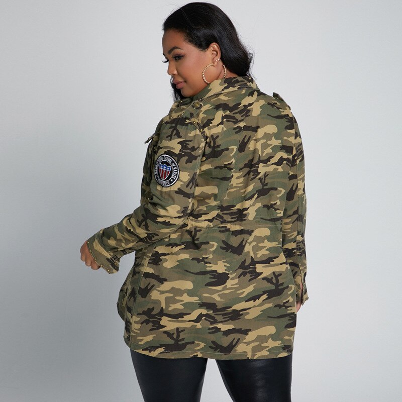 Plus Size Camouflage Coat