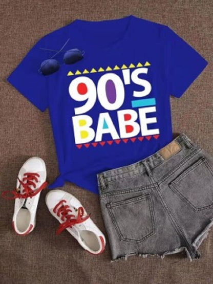 Plus Size 90s Babe Print T-shirt