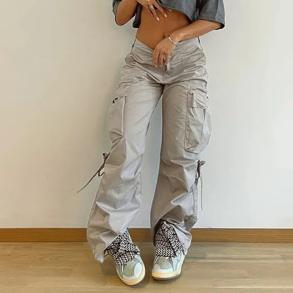 Fall Baggy High Waist Pocket Fashion Pencil Parachute Pants