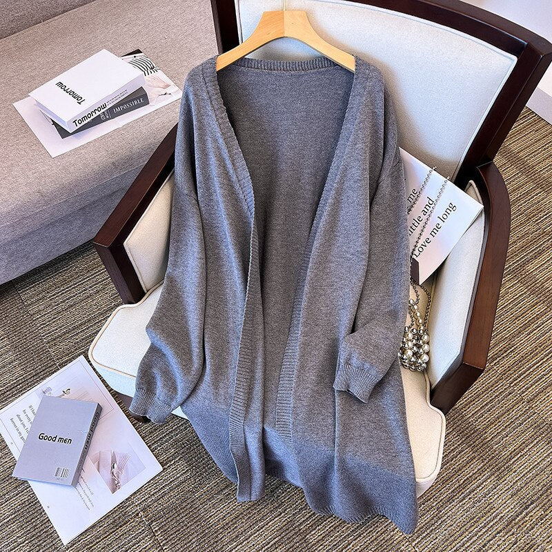 Plus Size Autumn Loose Casual Long Cardigan Sweater Coat