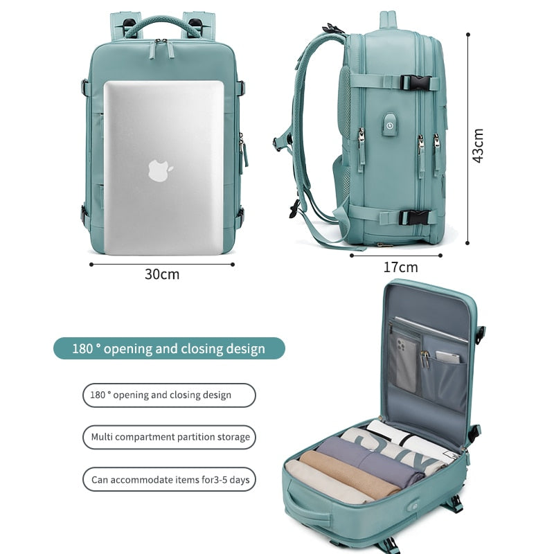 USB charging Waterproof Laptop Backpack With shoe bag